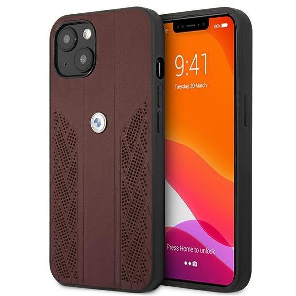 Etui Bmw Bmhcp13Mrsppr Iphone 13 / 14 / 15 6.1 Czerwony/Red Hardcase Leather Curve Perforate