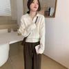 Spring New Loose and Chic Lo-neck Sweater with Knitted Bottoming Shirt Women's Top