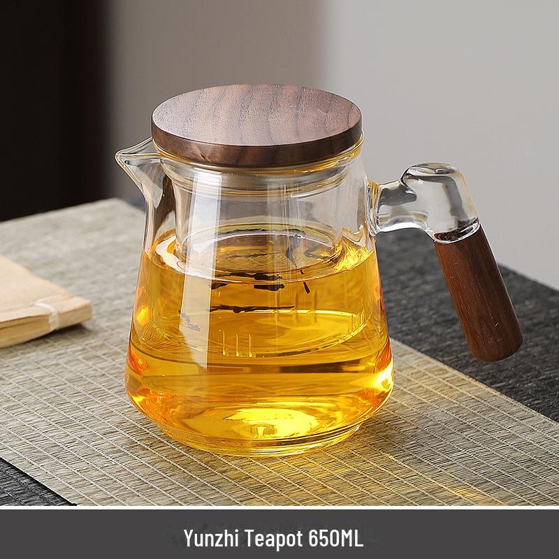 Стеклянный чайник с фильтром и боковой ручкой, устойчивый к высоким температурам, для использования в офисе или заваривания цветочного чая