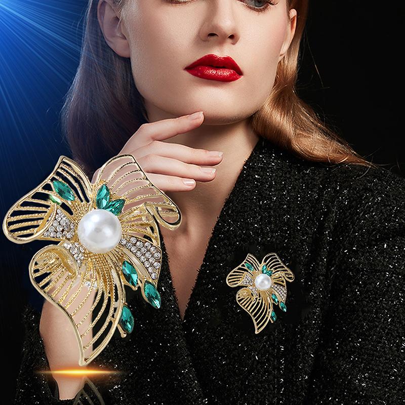 Винтажные жемчужные броши с полыми листьями для женской одежды, пальто, аксессуары для вечеринок, подарки