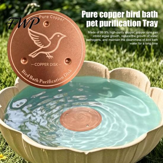 Water Purification Disc for Birds Bird Bath Copper Disc, Purifier Pure 3 Point Ion Support, 4 Inch Outdoor Garden Algae Inhibitor Baths