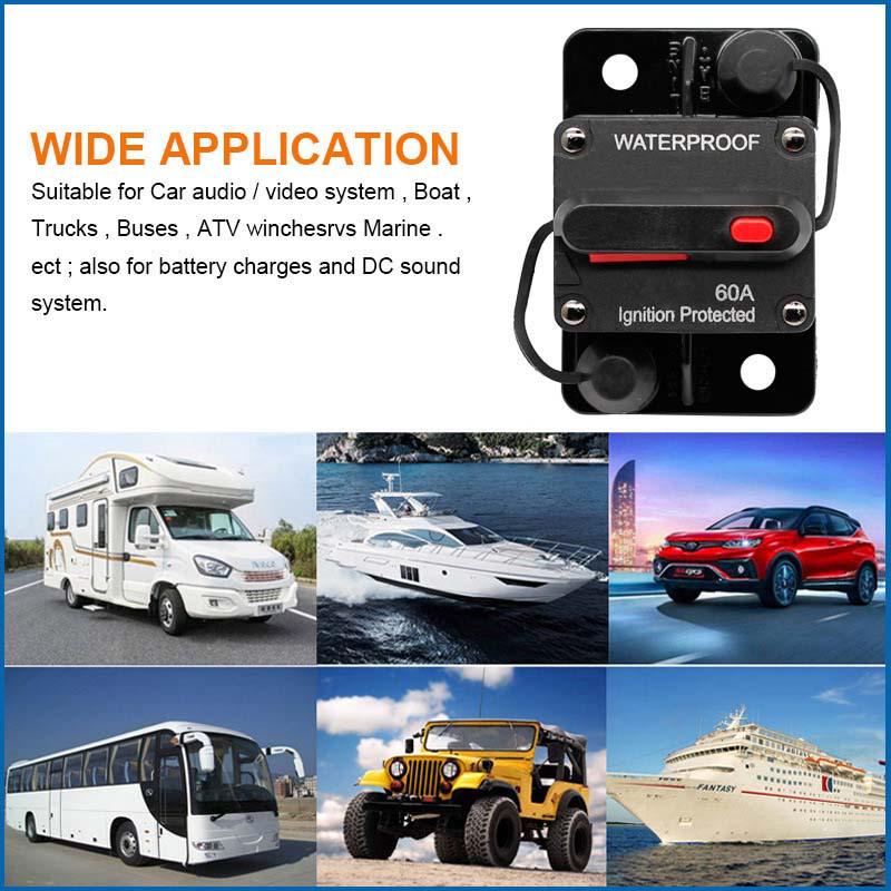Manual Reset 30A-300A Circuit Breaker Fuse Holder for Car/RV Audio Protection