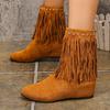 Fashion Tassel Chelsea Women Boots Autumn 2025 New Western Boots Designer Fashion Retro Shoes Women Solid Comfortable Ankle Boots Women