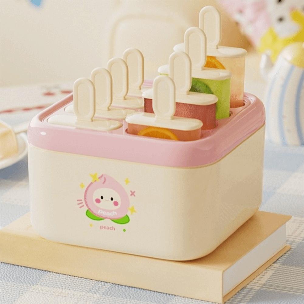 Cartoon Maker Ice Pop Trays 8 Grids Ice Pop Maker Food Grade Ice Cream Box Summer