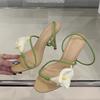 Fashion Eilyken Sexy PVC Transparent Flower Narrow Band Women Sandals Street Style Open Toe Thin High Heels Party Prom Shoes