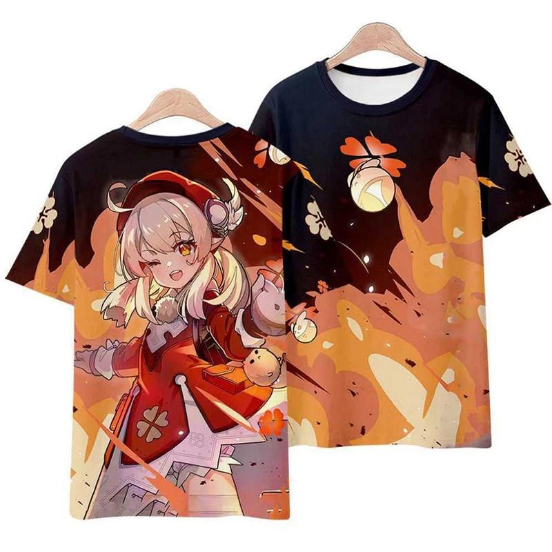 Футболки Game Genshin Impact 3D Print Streetwear Мужская Женская Повседневная Мода Большие Футболки с коротким рукавом Детские Футболки Топы Одежда