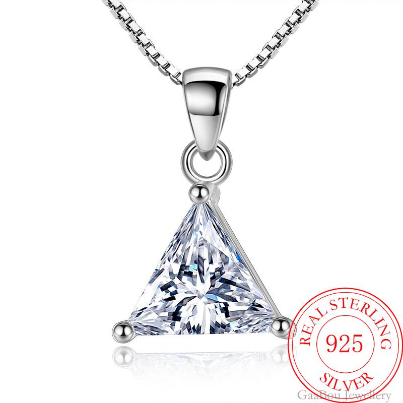 Подвески и ожерелья из стерлингового серебра 925 пробы с треугольной геометрией для женщин, цепочка из циркония, модные украшения для свадебной вечеринки GaaBou