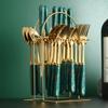 24pcs Stainless Steel Famliy Cutlery Set Mirror Polished Dessert Dinnerware Suit  Dining Table