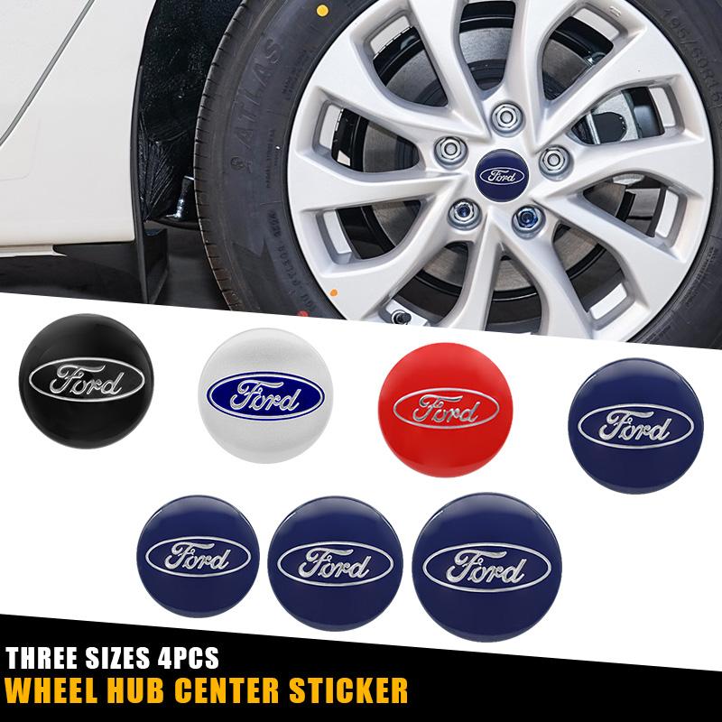 ZLKQ1 4Pcs 56/60/65mm Car Wheel Stickers Center Hub Cap Car Emblem Badge Decal For Ford Focus Fiesta Ranger Mondeo S-MAX Kuga Mustang