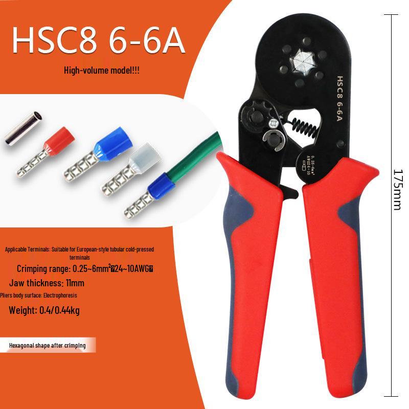Hexagonal Mini Ratchet Crimping Pliers Set HSC8 6-6 for European Terminals