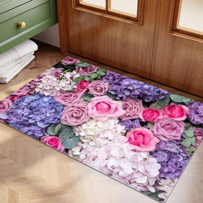 3D красочные цветы фланелевый коврик для двери латексный противоскользящий впитывающий коврик для прикроватной тумбочки