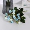 Small Rose Simulated Bouquet Multi Head Flower Bud Wedding Hotel Home Decoration
