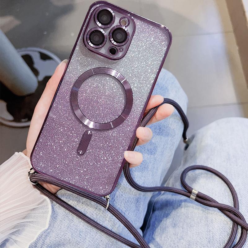 Чехол-шнурок через плечо с полной защитой объектива для iPhone 15 16 16E 14 13 12 11 Pro Max Plus Magsafe Магнитная беспроводная зарядка