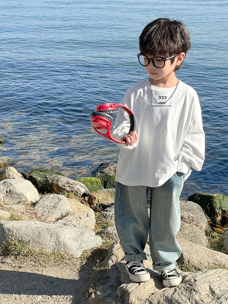 2025 Spring & Autumn Boys' Long-Sleeve Cotton T-Shirt