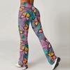 High Waist Butterfly Print Yoga Pants Hip Lifting Pleated Sports Pants Training Running Fitness Yoga Flared Pants Women