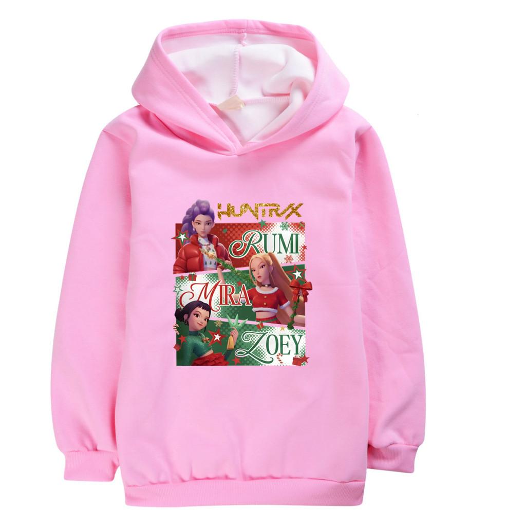 5181 Детский Девочки Рождество Новый год Kpop Руми Зои Мира Принт Повседневный Длинный рукав Бархатный Теплый Зимний Худи