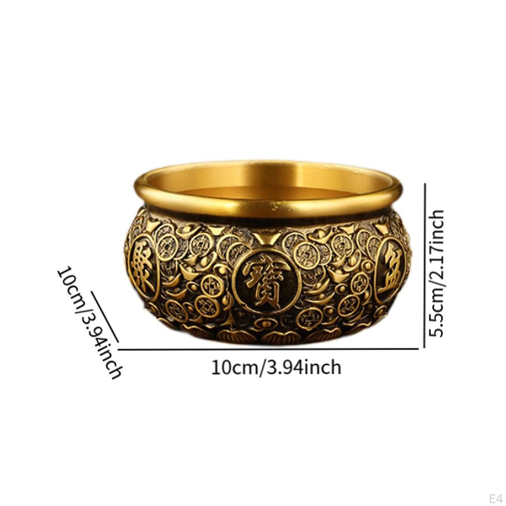 Chinese Treasure Bowl Cornucopia Brass Decorative Desktop Ornament, Table Centerpiece for Desk