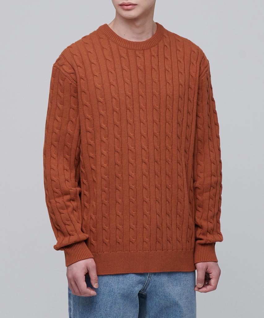 MUSINSA STANDARD Cable Crew Neck Knit [Tangerine]