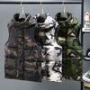 Camouflage Waistcoat Men's Jacket Handsome Autumn and Winter Down Cotton Vest Vest Jacket Hooded Warm Cotton Shoulder Vest