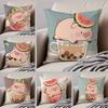 Счастливый Сопровождающий Поросенок Летний Узор Наволочка Наволочка Защита от пылевых клещей Невидимая молния Шелковистый короткий плюш Чехол для подушки дивана