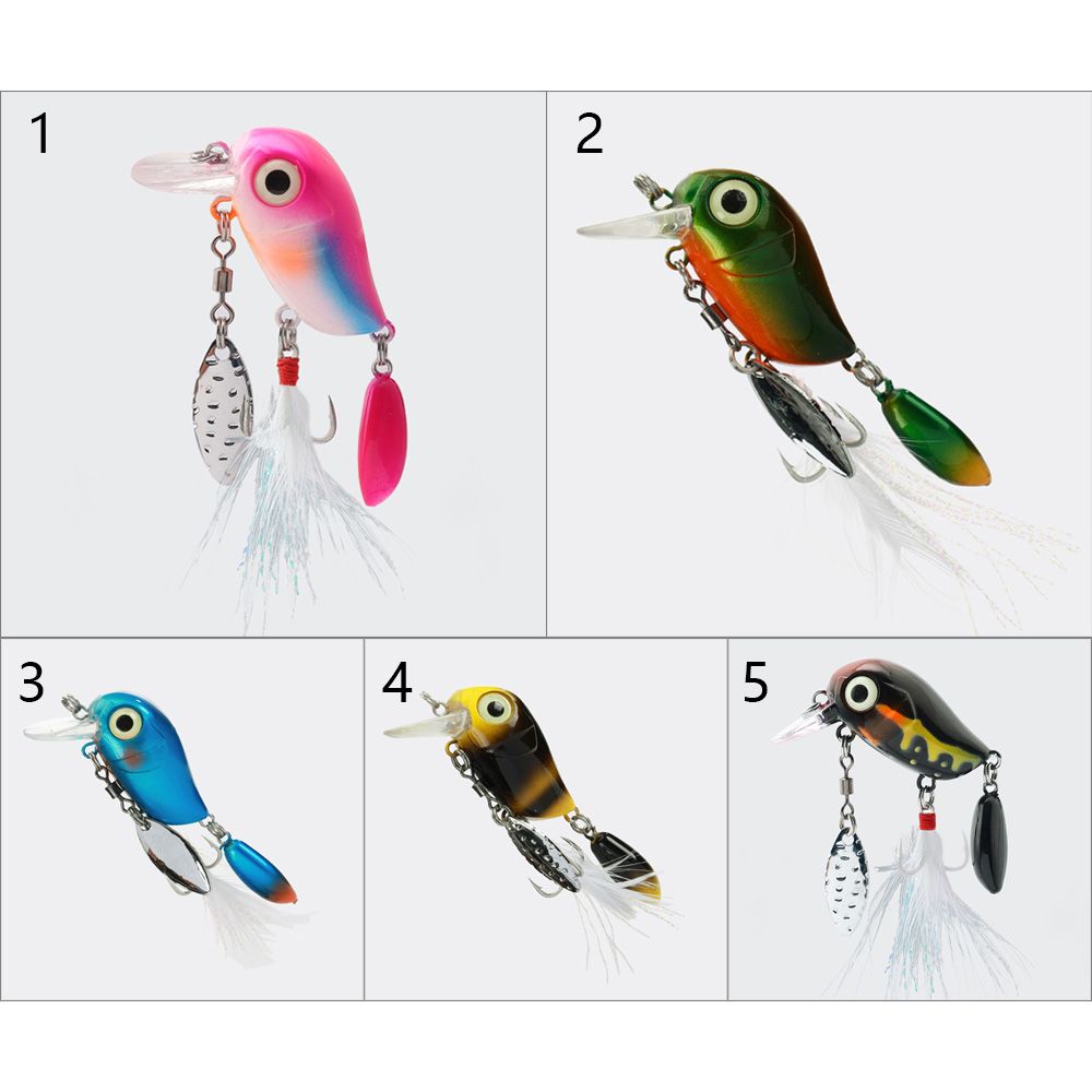 Hot Durable Sequins 3.8cm 5g Crank Bait Treble Hook Rotating Spinner Spoon Fishing Lure