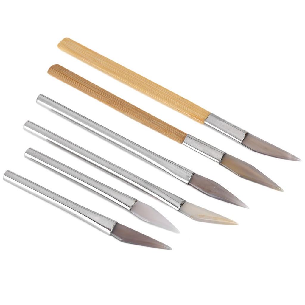 Набор полировщиков для агата с ножом, инструменты для полировки, резьба по драгоценному металлу с железной ручкой из бамбука