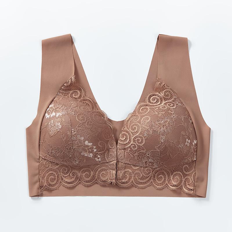 Бюстгальтер на пуговицах спереди без стального кольца, жилет, бюстгальтеры, сексуальное кружевное нижнее белье со сборками, тонкий бюстгальтер для грудного вскармливания для женщин