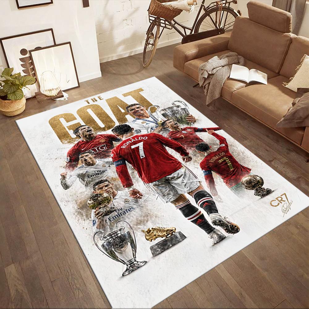 Ronaldo's Iconic Number Seven Square rugs are a great choice for living rooms, bedrooms, home décor, and as gifts.