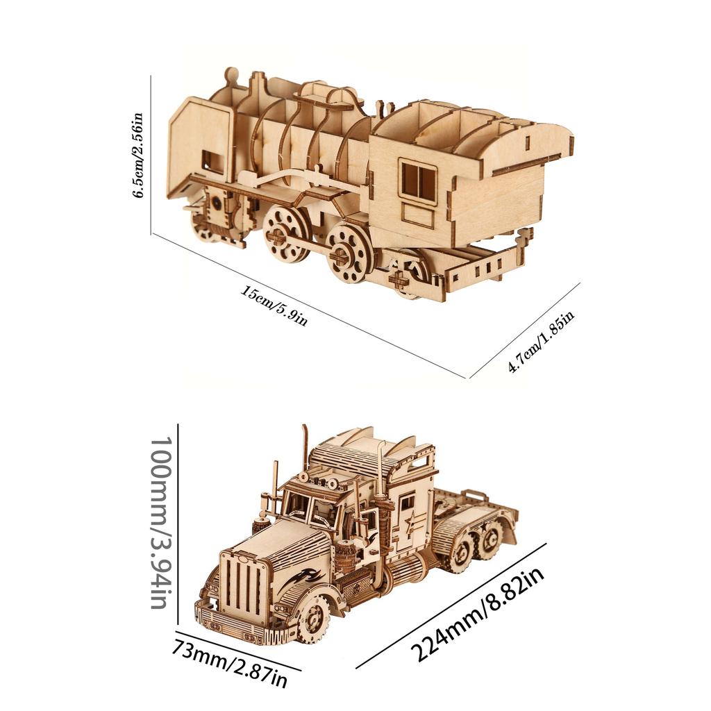 (2Pcs)Набор для сборки 3D деревянной модели-пазла - Веселый и познавательный DIY подарок
