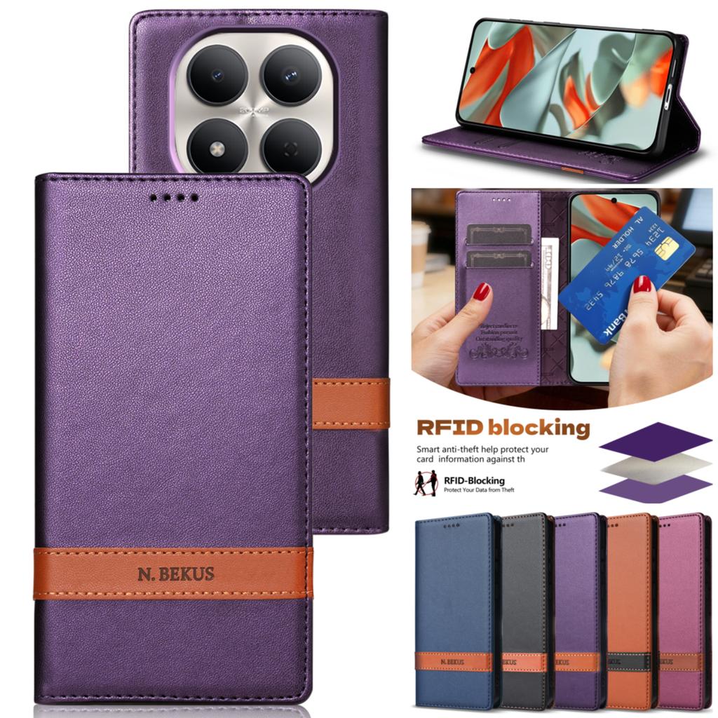 Бизнес-чехол-книжка с магнитной застежкой из кожи для XiaoMi RedMi Note 15 Pro Plus 14 13 12 15C 14C 13C с RFID-картхолдером Funda
