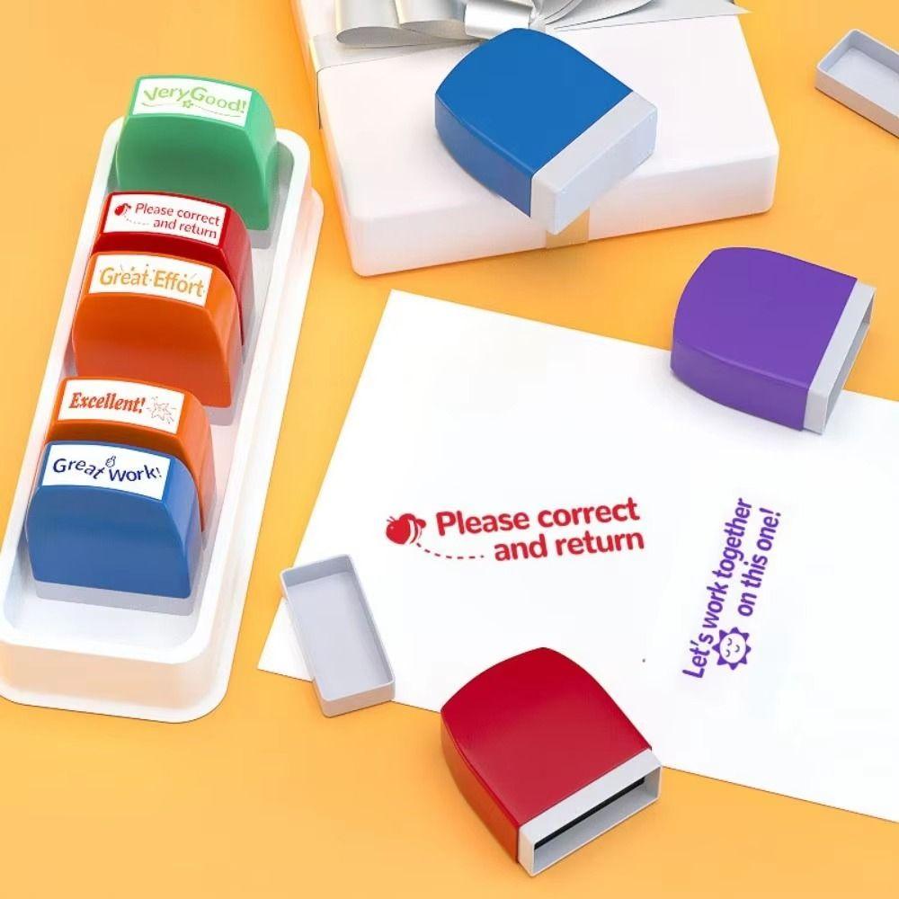 5/8Pcs Colorful Teacher's Review Seal Creative Teacher's Comment Stamp Classroom Grading