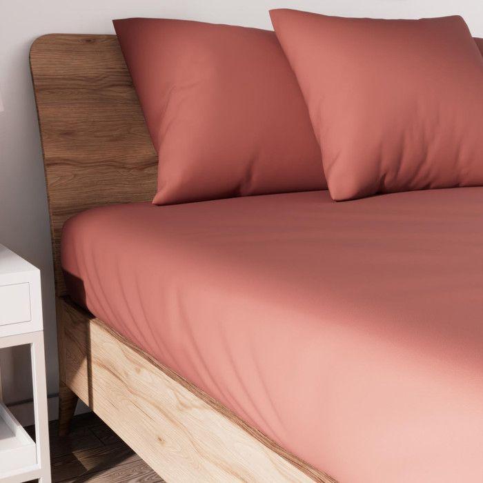 Cotton Fitted Sheet 90x190 Cm JERSEY Brick, by Soleil D'ocre