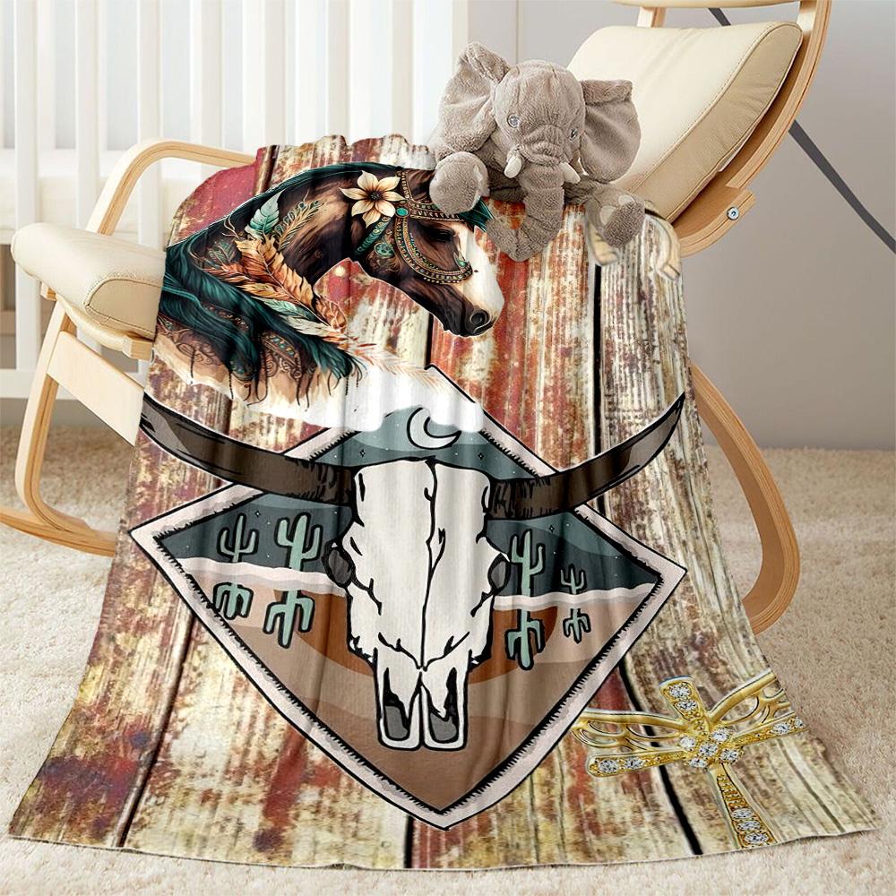 Horse Blanket Comfortable Suitable for Couch Office Chair Bed for All Seasons Playful Design Suitable for Gifting Relatives and Friends