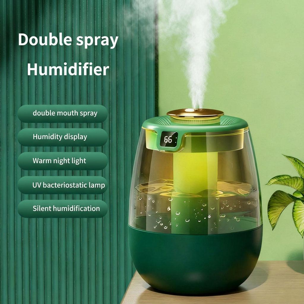 Heavy Fog Air Humidifier for Large Room - Double Nozzle 280ml/h Output with Intelligent Humidity Display