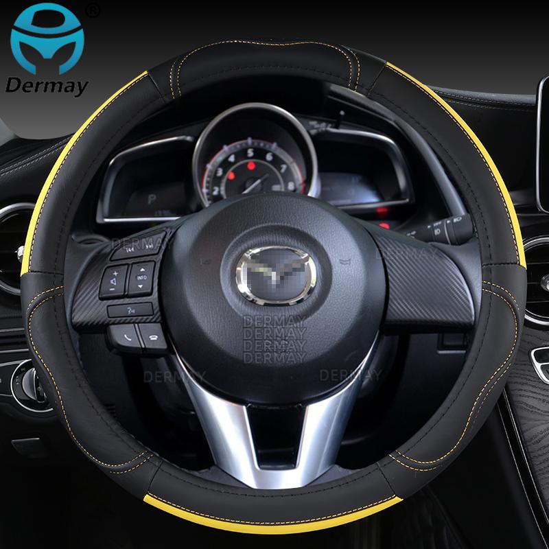 Для Mazda 2 Mazda Demio 2002 ~ 2022 натуральная кожа автомобильный чехол на руль коровья кожа спортивные автоаксессуары