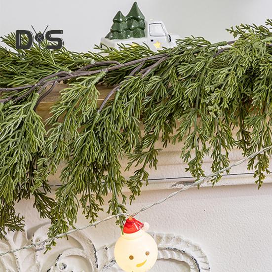 Рождественская гирлянда из искусственной зелени, гирлянда из лозы, зимнее украшение из искусственной сосновой лозы для каминной полки, лестницы, стола, декор