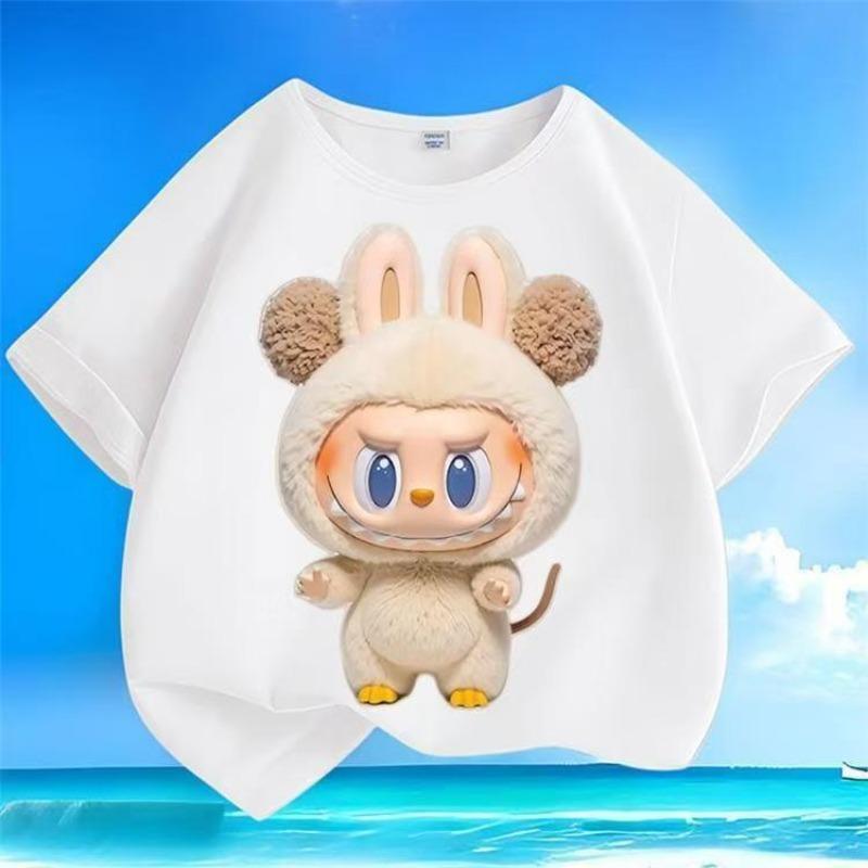 Labubu Cartoon 3d Printed Kids T Shirts Funny Boy Girls Short-Sleeved Top Casual Trend Child Clothing