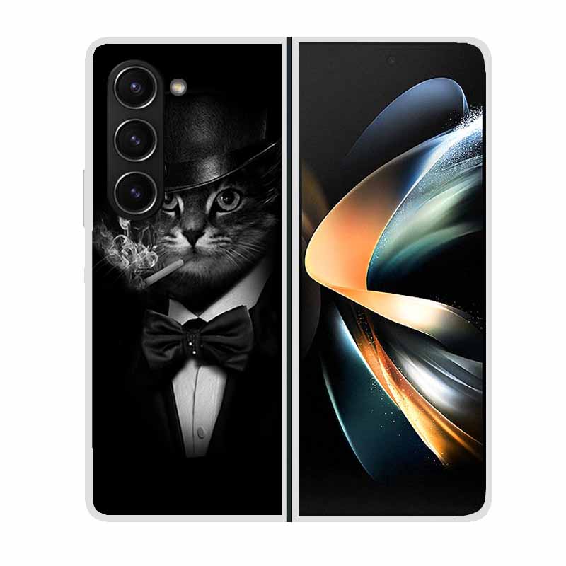 Для Samsung Galaxy Z Fold 2 3 4 5 Чехол для телефона Ударопрочный Жесткий Пластик Capa Милые Кошки Собаки Coque Защитный Прозрачный Прозрачный Capa