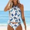 Женский купальник-бикини с бретелькой на шее, бабочкой и одуванчиком, купальник-танкини