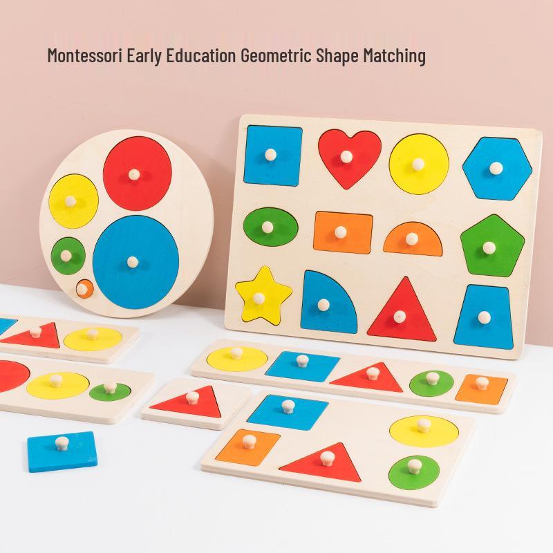 Монтессори Деревянная Доска-пазл с геометрическими фигурами для раннего развития
