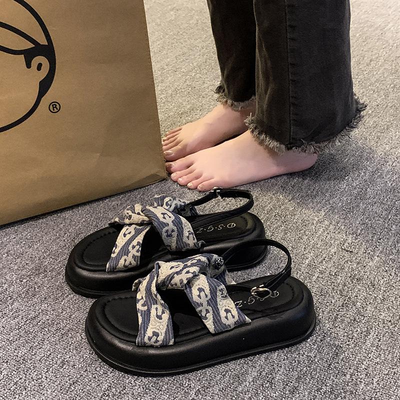 Platform sandals women's French retro spring 2024 new foreign comfortable non-slip fashion casual beach shoes
