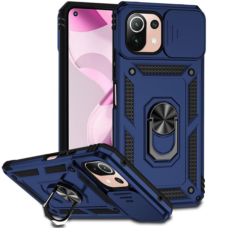Для Xiaomi Mi 11 Lite чехол Slide Camera Lens Armor Phone Case для Xiaomi 11 Lite NE Xiomi 11Lite Light Magnet Holder Ring Cover