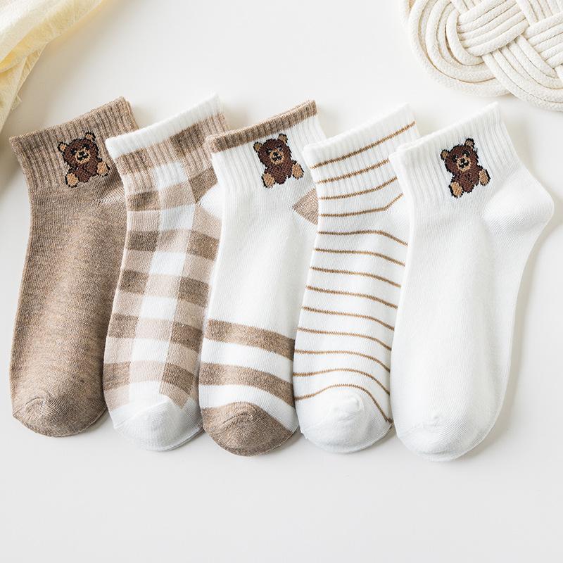 5 пар женских носков Asakuchi, милые японские мультяшные аниме тонкие невидимые короткие носки-лодочки для девочек