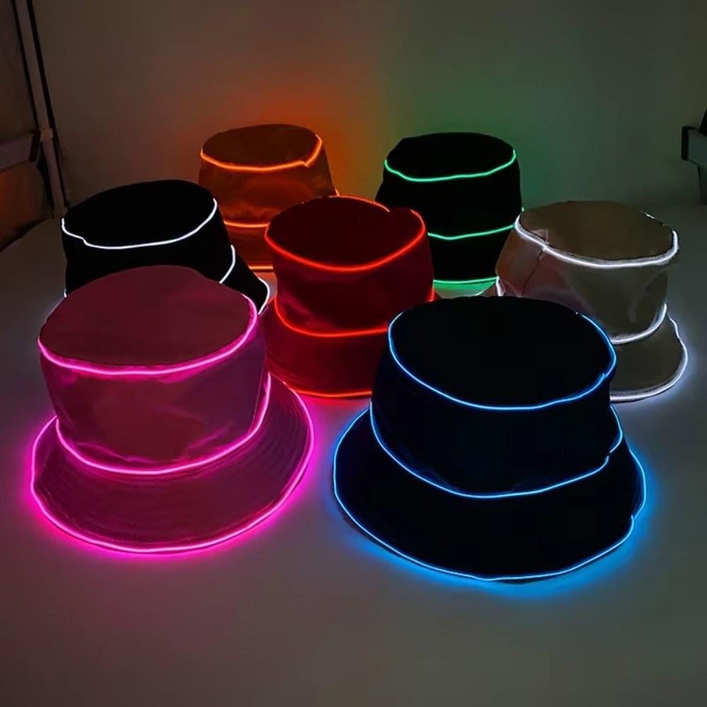 Polyester Luminous Hat EL Wire Glowing Light Cap New LED Bucket Hat Stage Performance