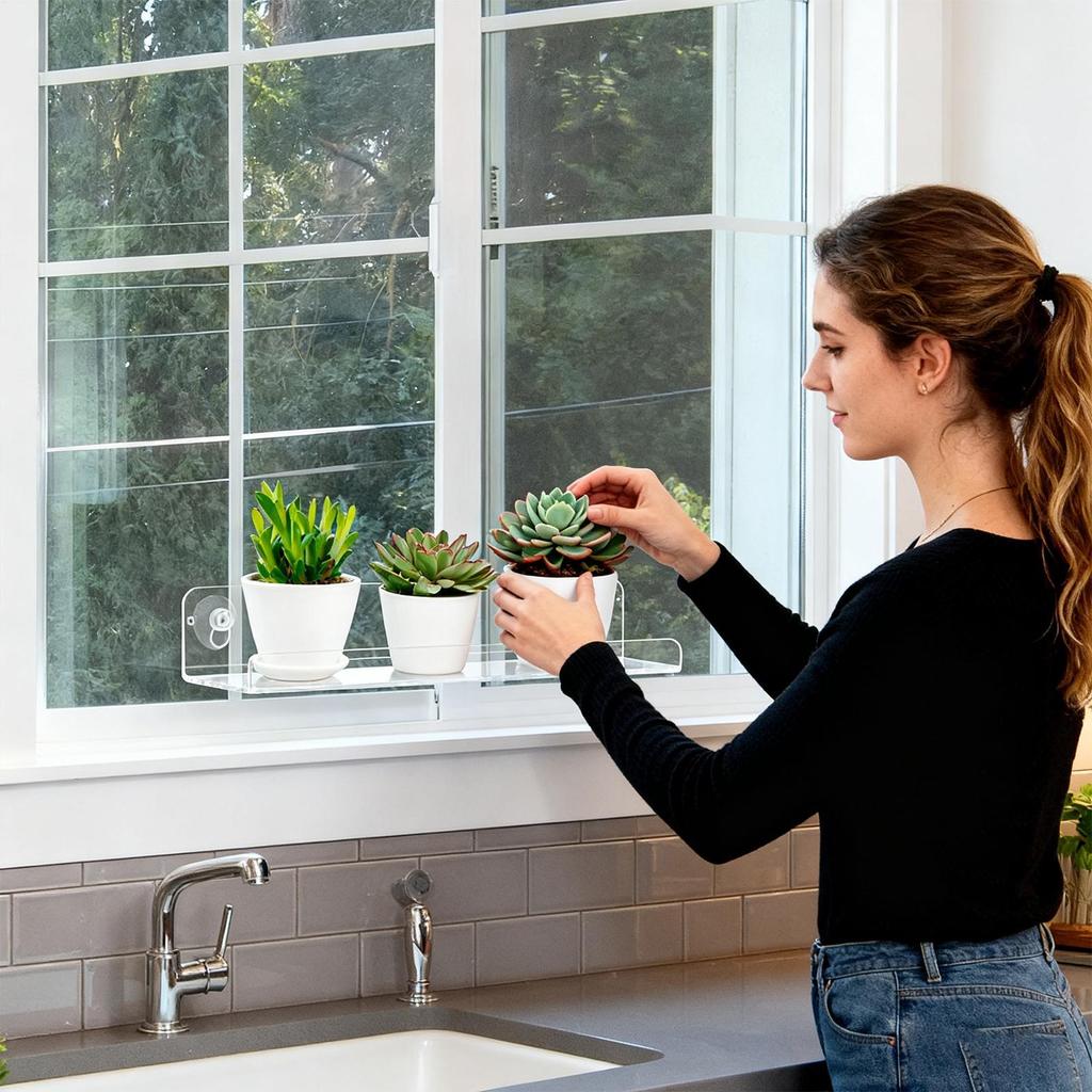 Полка для растений на окно 2 шт. Присоска Прозрачная подставка для цветочных горшков Стеллаж для комнатных растений Для дома Квартиры Любителей природы