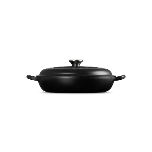 Le Creuset Cast Iron Enamel Buffet Casserole, 26 Cm, Matte Black, Gas, Induction, Oven, and Dishwasher Safe [Official Japanese Product]