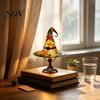 Handcrafted Resin Desk Accessory Retro Witch Hat Lamp, USB Plug-in Night Light, Stained Glass Style Table Unique Halloween Gift for