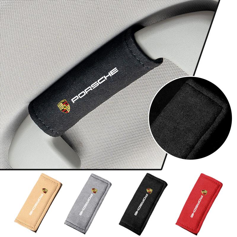 AAPA1 Car Suede Auto Emblem Roof Handle Protection Pull Gloves Accessories For Porsche 911 718 Cayenne Cayman Panamera Macan Boxster
