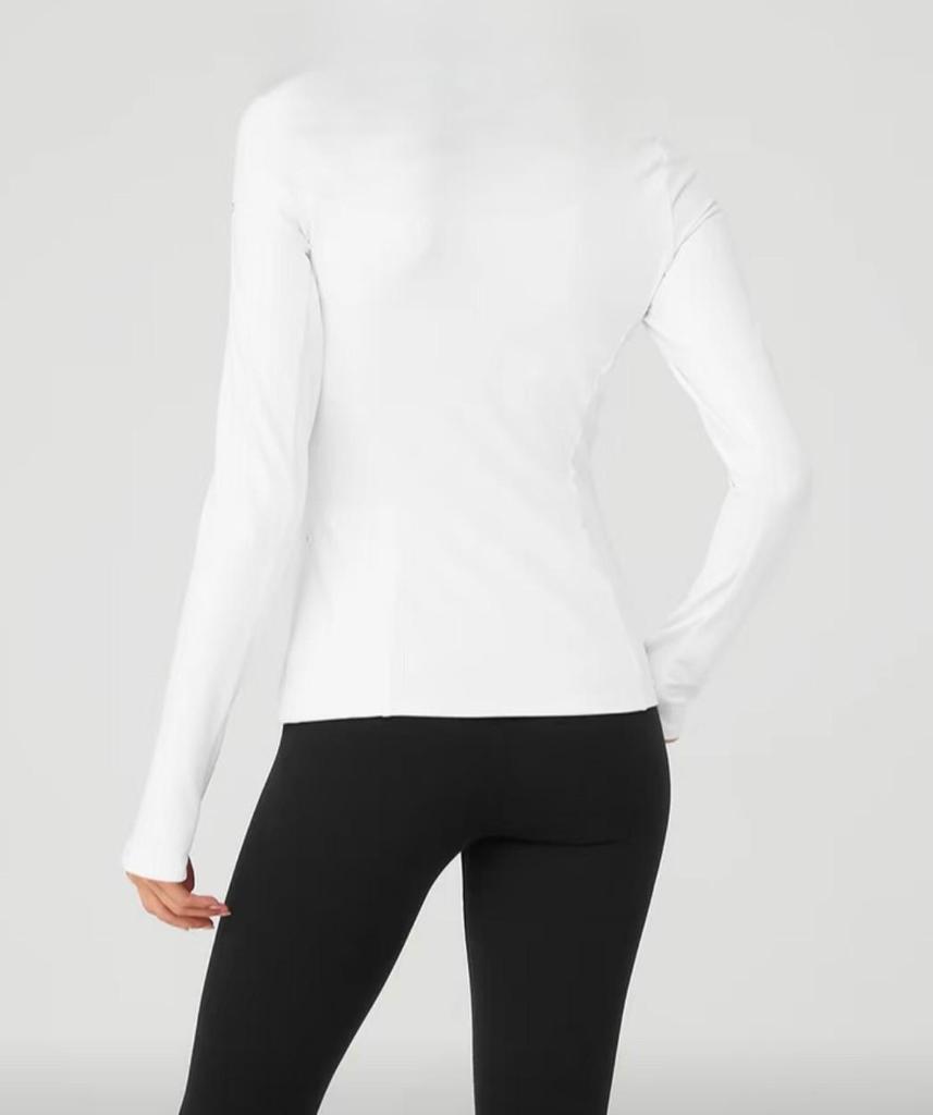 Женский оригинальный базовый слой для йоги Alo Slim-Fit с полумолнией - Топ для тренировок с длинным рукавом для осени/зимы