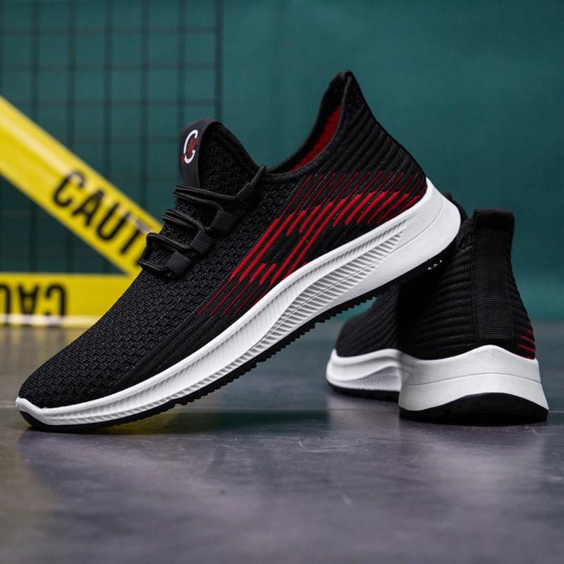 Men's and women's flying woven shoes, spring and autumn models, breathable, light and comfortable casual sports shoes, one pedal men's shoes